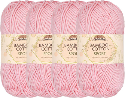 JubileeYarn Bamboo Cotton Sport Yarn - Primrose Pink - 4 Skeins