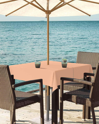Peach Fuzz Outdoor Indoor Table Cloth Square Table 54x54, Pure Peach Tone Solid Color Simple Minimalism Art Washable Waterproof Tablecloth with Umbrella Hole Zipper for Parties Pool Patio Coffee