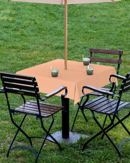 Peach Fuzz Outdoor Indoor Table Cloth Square Table 54x54, Pure Peach Tone Solid Color Simple Minimalism Art Washable Waterproof Tablecloth with Umbrella Hole Zipper for Parties Pool Patio Coffee