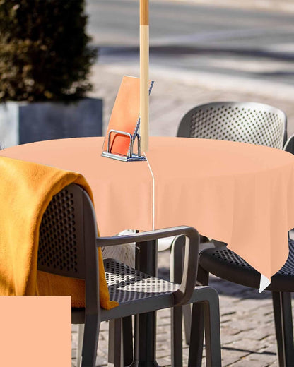 Peach Fuzz Outdoor Indoor Table Cloth Square Table 54x54, Pure Peach Tone Solid Color Simple Minimalism Art Washable Waterproof Tablecloth with Umbrella Hole Zipper for Parties Pool Patio Coffee