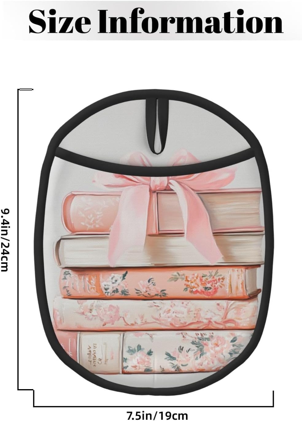 Books with Light Pink Bow Silicone Pot Holders,2pcs, Heat Resistant Oven Mitts Large Potholders for Kitchen Cooking Baking Hot Pads