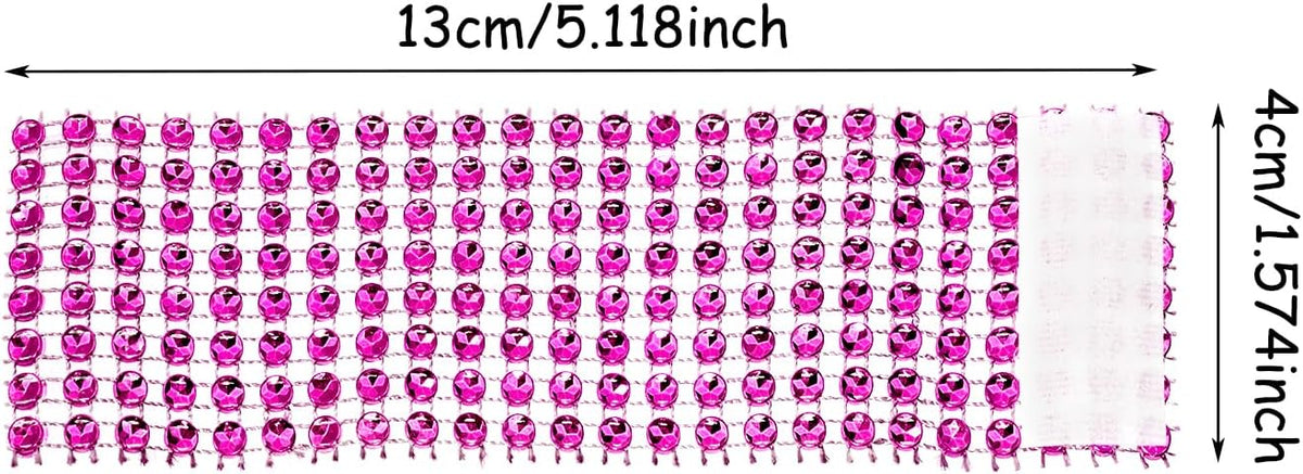 Napkin Rings Bulk 50pcs Adjustable Self Adhesive Tapes Rhinestone Napkin Holders for Rolling Tableware Wedding Christmas Graduation Party Table Decoration (Rose Pink, 4×13cm)