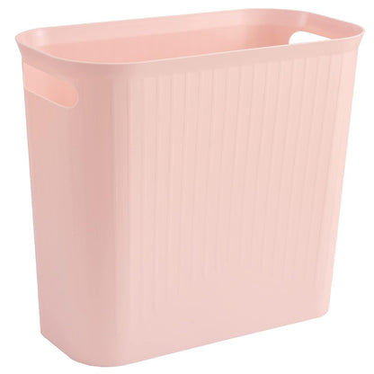 Small Trash Can, 3.5 Gallon Garbage Can Slim Waste Basket Plastic Trash Bin Container with Handles for Bathroom, Bedroom, Office, Home, Dorm Room, Kitchen, Rectangular, Rosette Pink