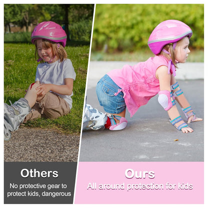 Kids Knee and Elbow Pads Wrist Guards Set for Girls Boys Ages 3-8