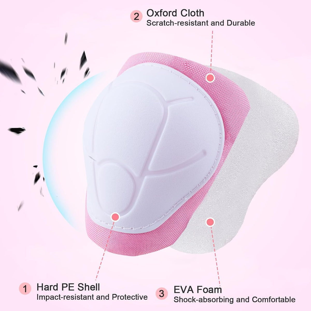 Kids Knee and Elbow Pads Wrist Guards Set for Girls Boys Ages 3-8