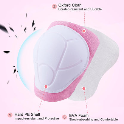 Kids Knee and Elbow Pads Wrist Guards Set for Girls Boys Ages 3-8
