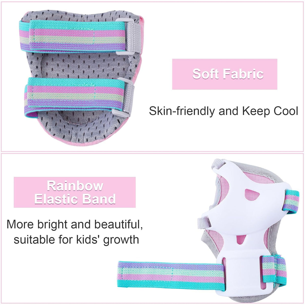 Kids Knee and Elbow Pads Wrist Guards Set for Girls Boys Ages 3-8