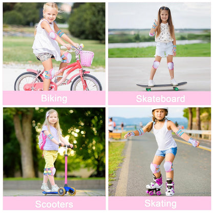 Kids Knee and Elbow Pads Wrist Guards Set for Girls Boys Ages 3-8
