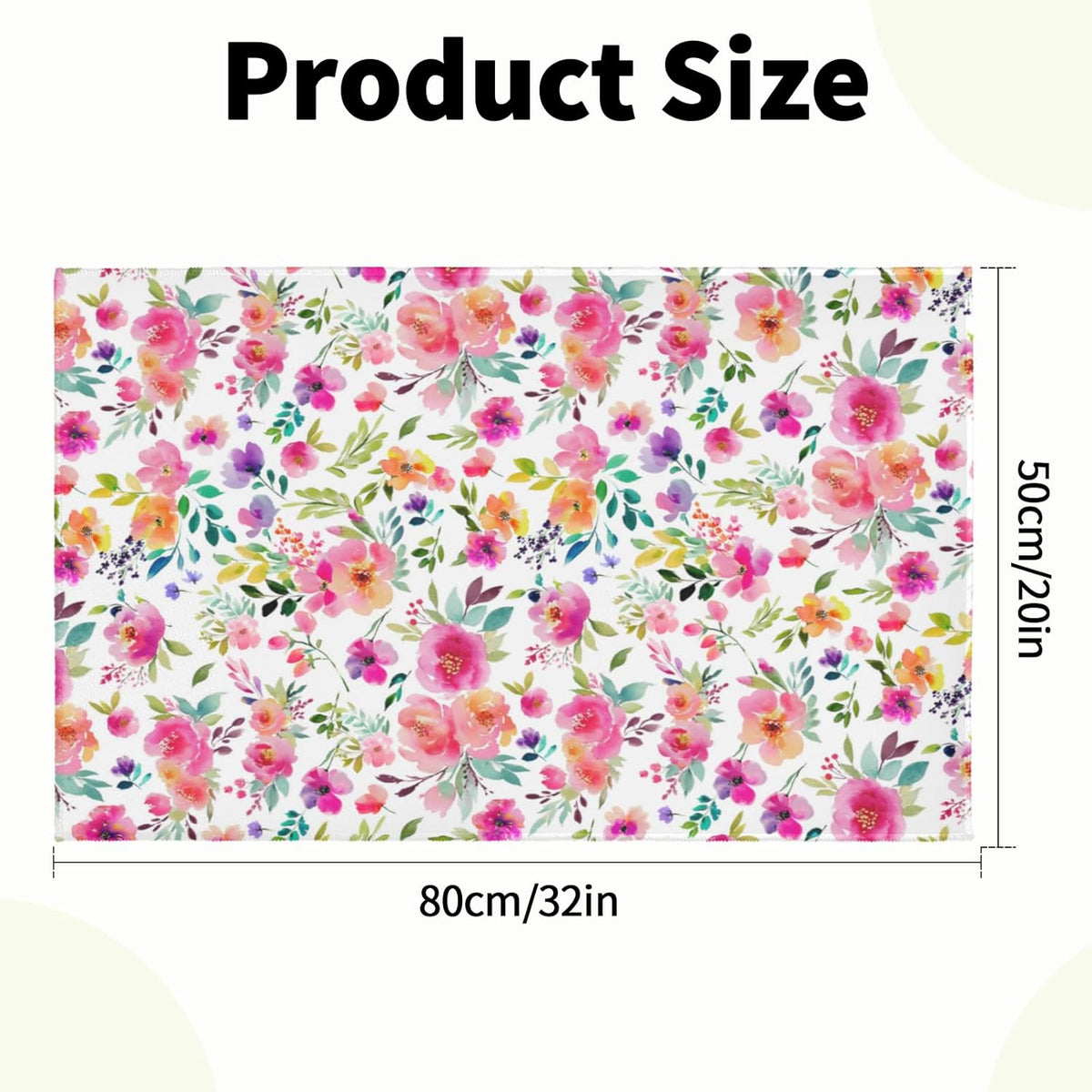Pink Floral Bathroom Rug Spring Watercolor Boho Non Slip Low Pile Bath Mats Machine Washable Farmhouse Flower Bath Rugs for Bathroom Shower Tub Sink Laundry Room 20x32 Inch