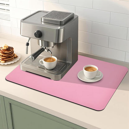 Coffee Mat Absorbent Dish Drying Mat for Kitchen Counter ,Match with Coffee Machine Drying Mats for Kitchen Counter, Hide Stain Nop-Slip Rubber Backed,12"x19",Pink