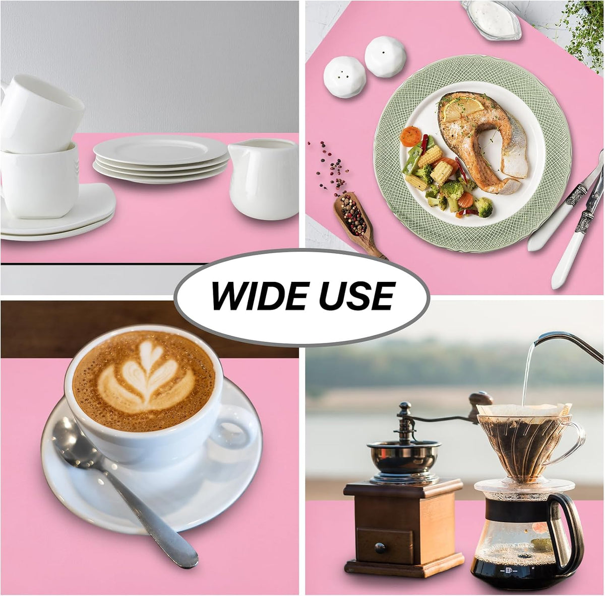 Coffee Mat Absorbent Dish Drying Mat for Kitchen Counter ,Match with Coffee Machine Drying Mats for Kitchen Counter, Hide Stain Nop-Slip Rubber Backed,12"x19",Pink