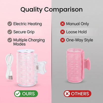 Portable Mini Hair Curler Styling Rollers Rechargeable, Heated Electric Hair Roller USB Heat Waver Roller for Bangs, Root to Tail 3.4in