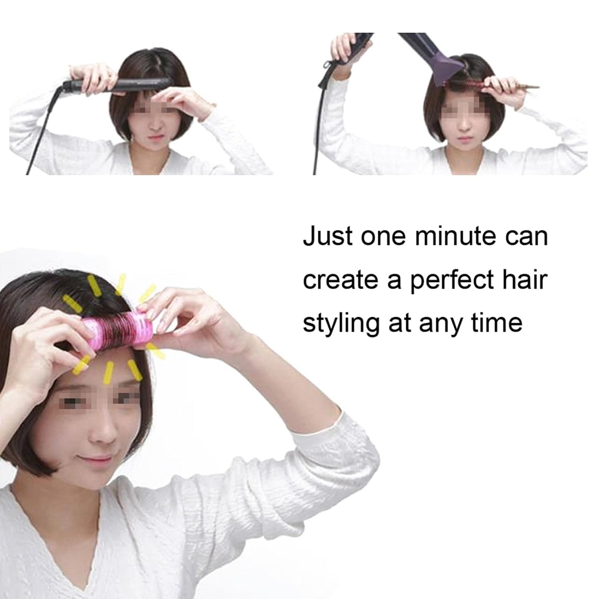 Portable Mini Hair Curler Styling Rollers Rechargeable, Heated Electric Hair Roller USB Heat Waver Roller for Bangs, Root to Tail 3.4in