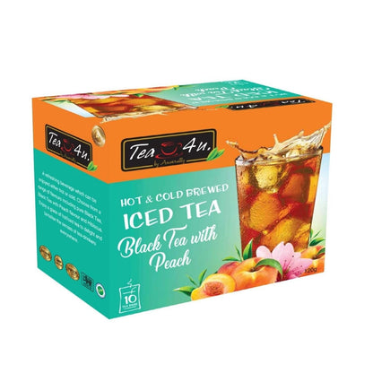 Tea4U Peach Iced Tea Bags - Rich Flavor - Hot or Cold Brew - 10 Count