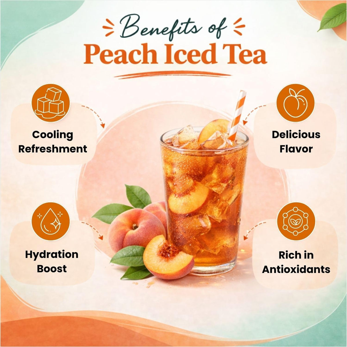 Tea4U Peach Iced Tea Bags - Rich Flavor - Hot or Cold Brew - 10 Count