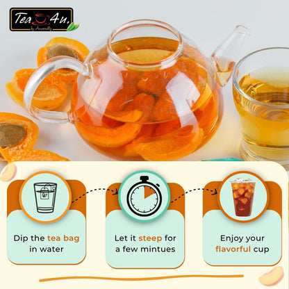 Tea4U Peach Iced Tea Bags - Rich Flavor - Hot or Cold Brew - 10 Count