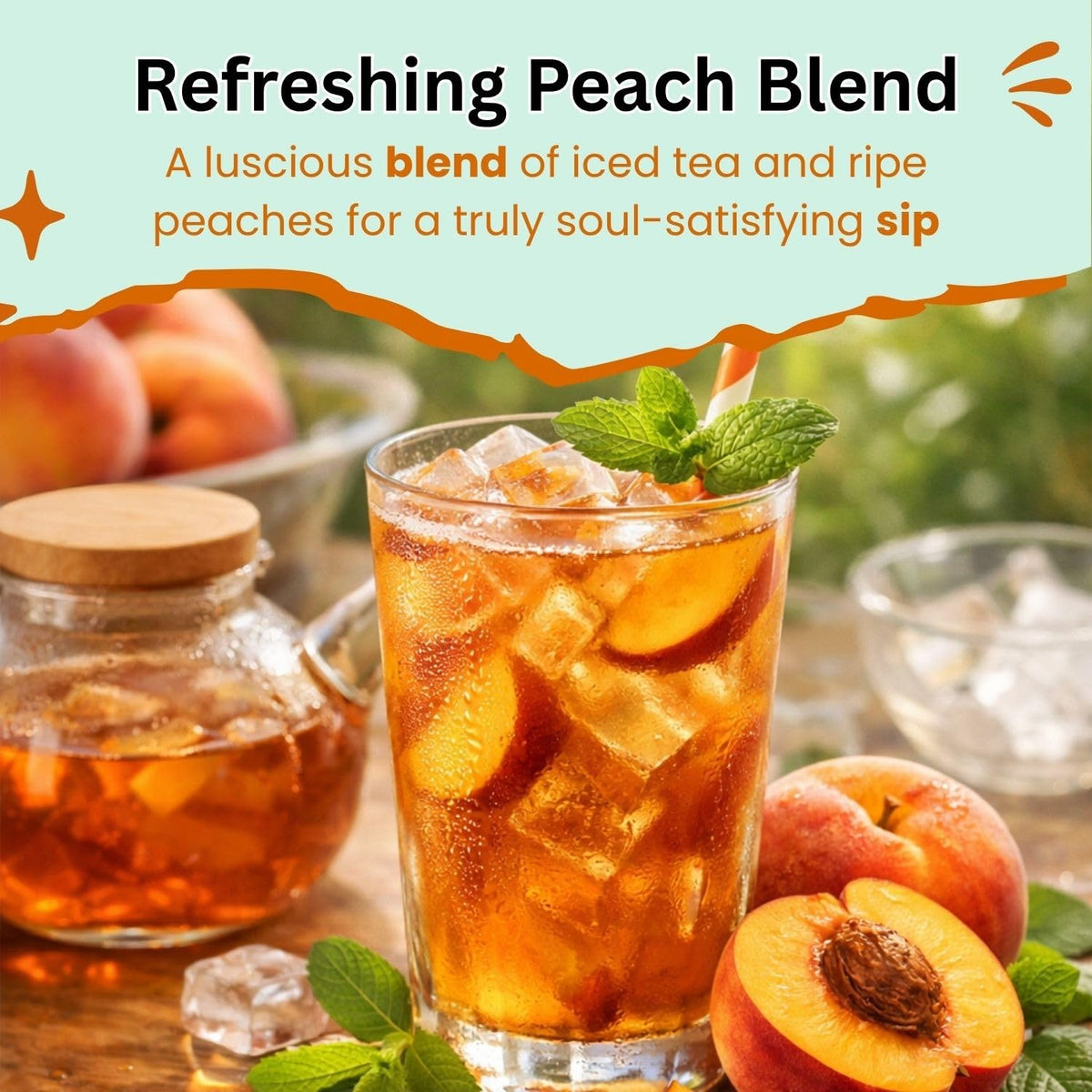 Tea4U Peach Iced Tea Bags - Rich Flavor - Hot or Cold Brew - 10 Count