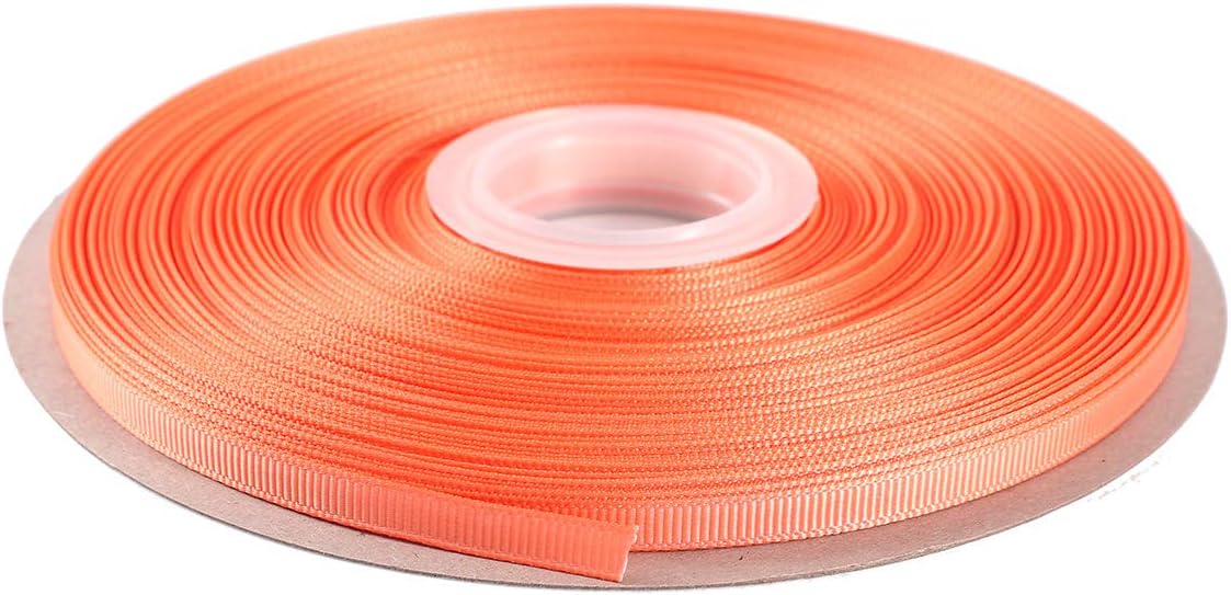 ITIsparkle 1/4" Inch Grosgrain Ribbon 50 Yards-Roll Set for Gift Wrapping Scrap Books Party Favor Hair Braids Baby Shower Decoration Cake Decoration Floral Arrangement Craft Supplies, Peach Ribbon