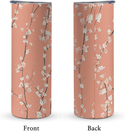 20oz Travel Coffee Mug Peach Red Pattern Tumbler with Lid And Straws 304 Stainless Steel Double Walled Vacuum Thermal Cup for Hot Cold Drinks Insulated Tumbler for Women Men Water Bottle
