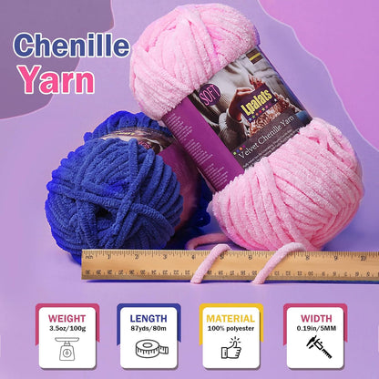 Chunky Chenille Yarn for Crocheting #6 Pink Thick Velvet Yarn for Crochet