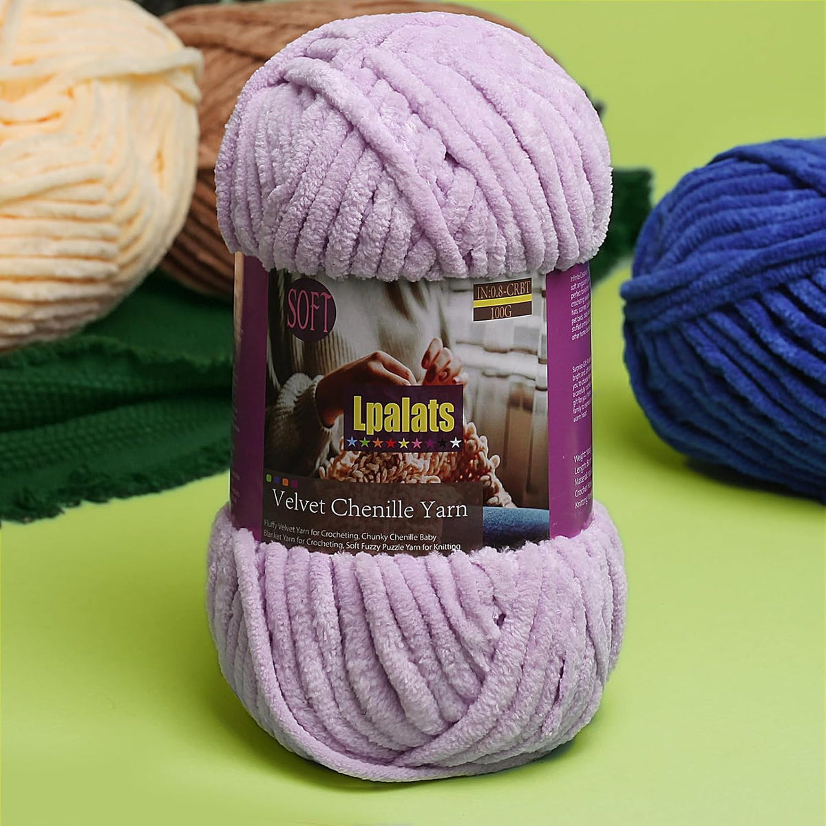 Chunky Chenille Yarn for Crocheting #6 Pink Thick Velvet Yarn for Crochet