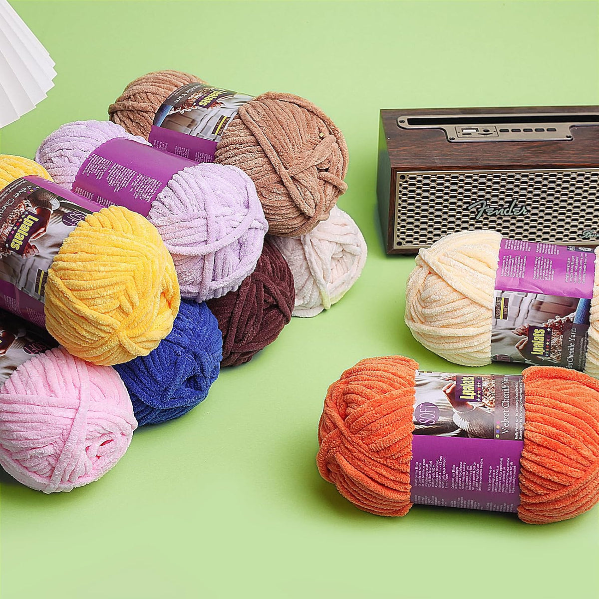 Chunky Chenille Yarn for Crocheting #6 Pink Thick Velvet Yarn for Crochet