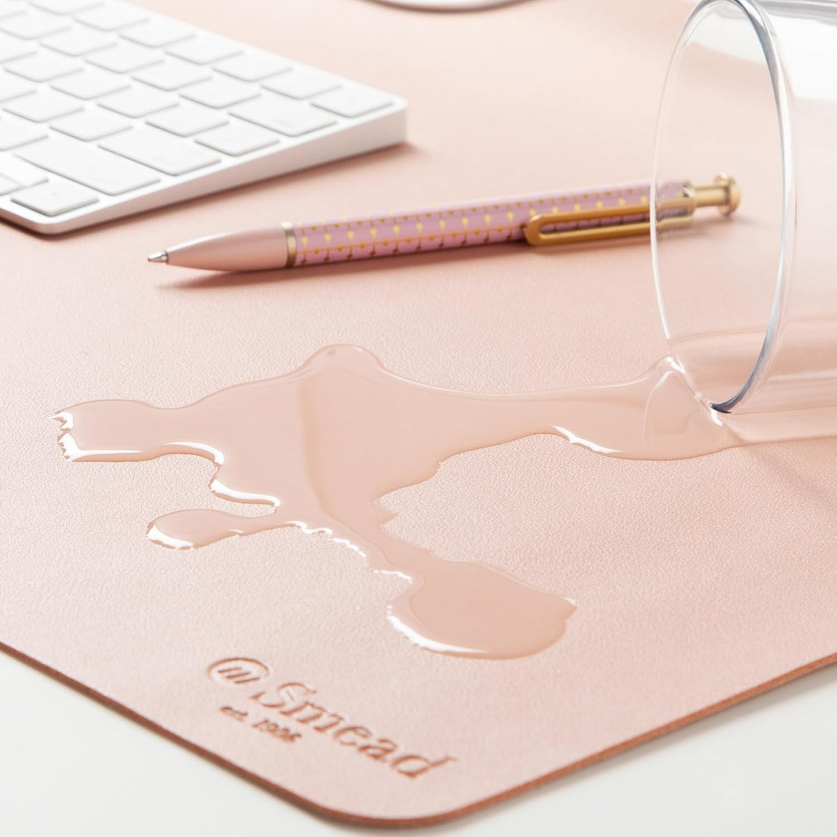 Vegan Leather Desk Pad Mat, Office Desk Mat, Large, Dusty Rose Pink
