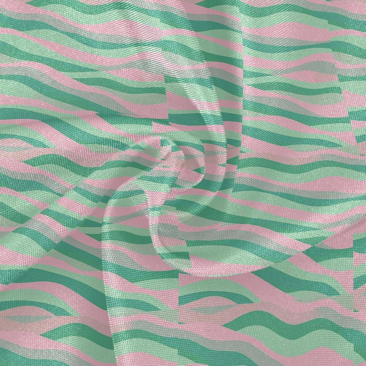 Wave Pattern Green Peach Round Tablecloth Fabric 60 Inch Long Washable Polyester Lace, Circle Tablecloth Table mat Protective for Picnic Restaurant Picnic