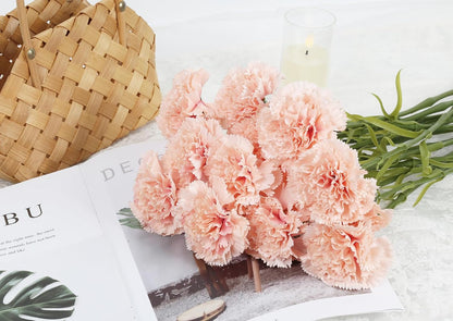 Light Pink Carnations Fake Flowers 15PCS Silk Carnations Artificial Flowers 20.47" Long Stems Faux Flowers Bulk for Wedding Bridal Bouquets, DIY Crafts, Home Party Garden Decor(Light Pink)