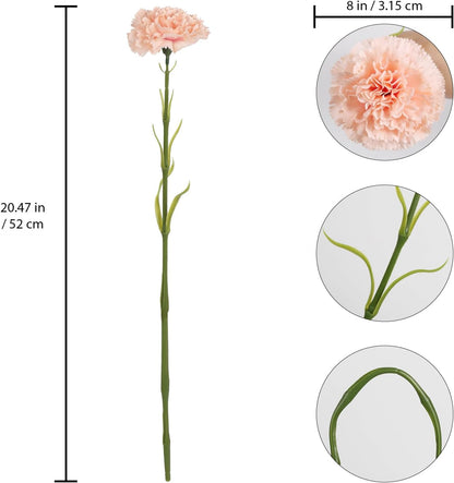 Light Pink Carnations Fake Flowers 15PCS Silk Carnations Artificial Flowers 20.47" Long Stems Faux Flowers Bulk for Wedding Bridal Bouquets, DIY Crafts, Home Party Garden Decor(Light Pink)