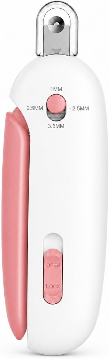 Cat Nail Clipper, 4-Size Safety Guard, Nail Catcher & File, Pink
