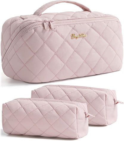 Travel Makeup Bag, Large Capacity Puffy Toiletry & Cosmetic Bag for Women
