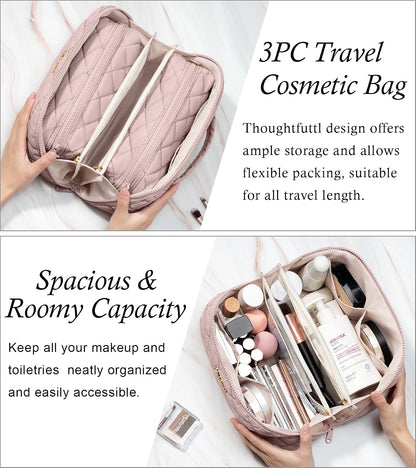 Travel Makeup Bag, Large Capacity Puffy Toiletry & Cosmetic Bag for Women