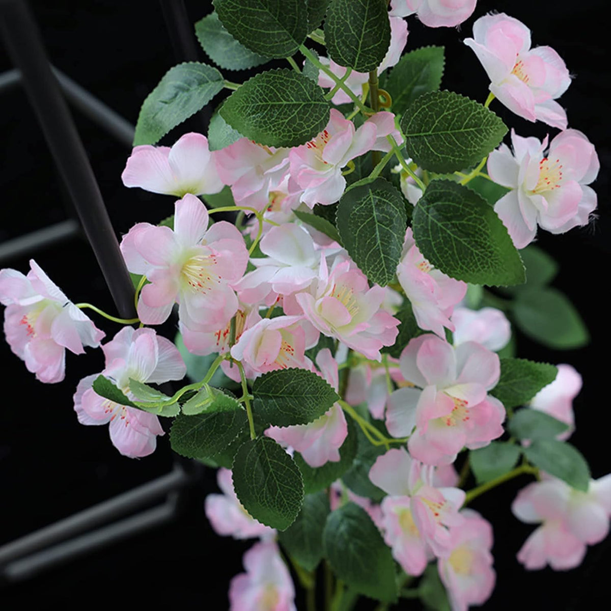 Artificial Cherry Blossom Flower Vine Pink Hanging Cherry Blossom Flower Silk Garland Hanging Vines Faux Flowers for Outdoors Spring Wedding Party Home Table Centerpiece Arrangement Decor