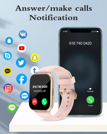 Smart Watches for Women (Answer/Make Call, 2 Bands), 1.8", Pink