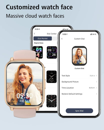 Smart Watches for Women (Answer/Make Call, 2 Bands), 1.8", Pink