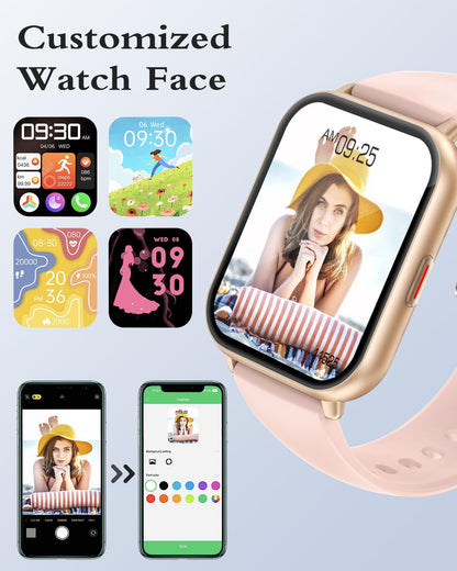Smart Watches for Women (Answer/Make Call, 2 Bands), 1.8", Pink