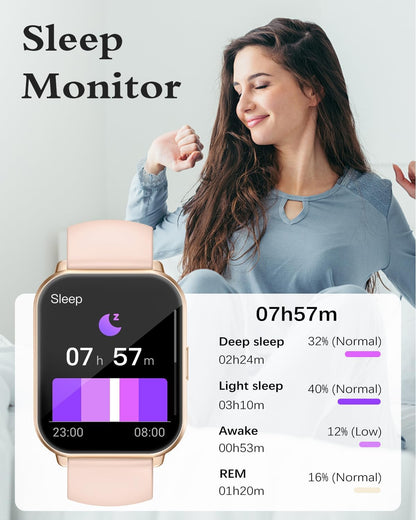 Smart Watches for Women (Answer/Make Call, 2 Bands), 1.8", Pink