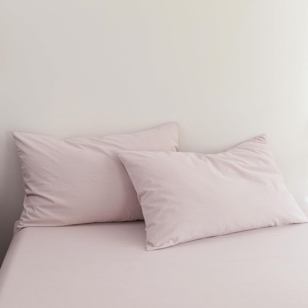 Pillowcases Set of 2 Washed Cotton Linen Feel Envelope Closure