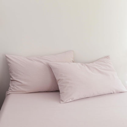 Pillowcases Set of 2 Washed Cotton Linen Feel Envelope Closure