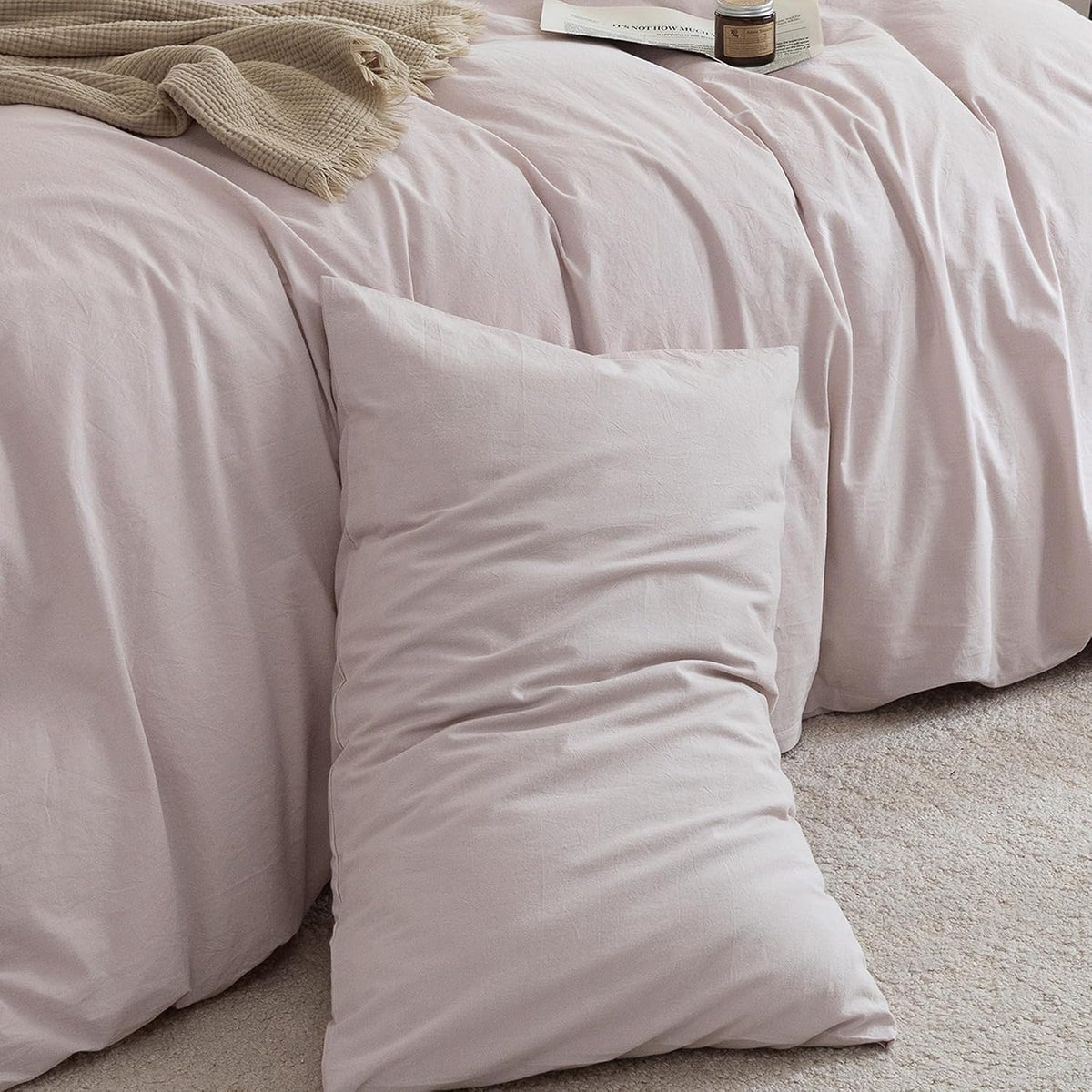 Pillowcases Set of 2 Washed Cotton Linen Feel Envelope Closure
