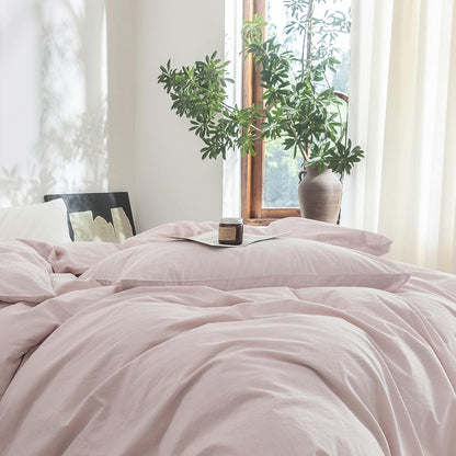 Pillowcases Set of 2 Washed Cotton Linen Feel Envelope Closure