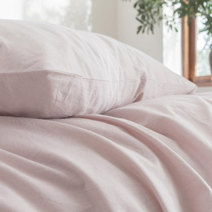 Pillowcases Set of 2 Washed Cotton Linen Feel Envelope Closure