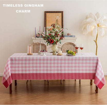 Cottagecore Pink Gingham Tablecloth Rectangle 60”x120”