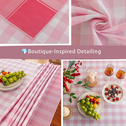 Cottagecore Pink Gingham Tablecloth Rectangle 60”x120”