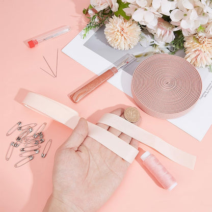 Ballet Pointe Shoe Flat Elastic Stitch Sewing Kit Bloch Satin Ribbon Cord Pink Professional Iron Safety Pins Thread Steel Knitting Needles Seam Ripper Set Accessories for Shoes DIY Repair