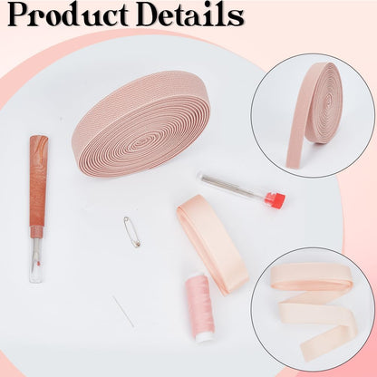 Ballet Pointe Shoe Flat Elastic Stitch Sewing Kit Bloch Satin Ribbon Cord Pink Professional Iron Safety Pins Thread Steel Knitting Needles Seam Ripper Set Accessories for Shoes DIY Repair