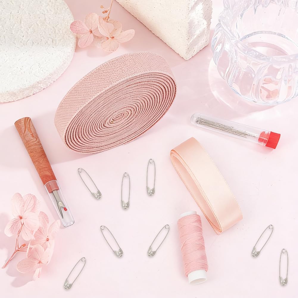 Ballet Pointe Shoe Flat Elastic Stitch Sewing Kit Bloch Satin Ribbon Cord Pink Professional Iron Safety Pins Thread Steel Knitting Needles Seam Ripper Set Accessories for Shoes DIY Repair