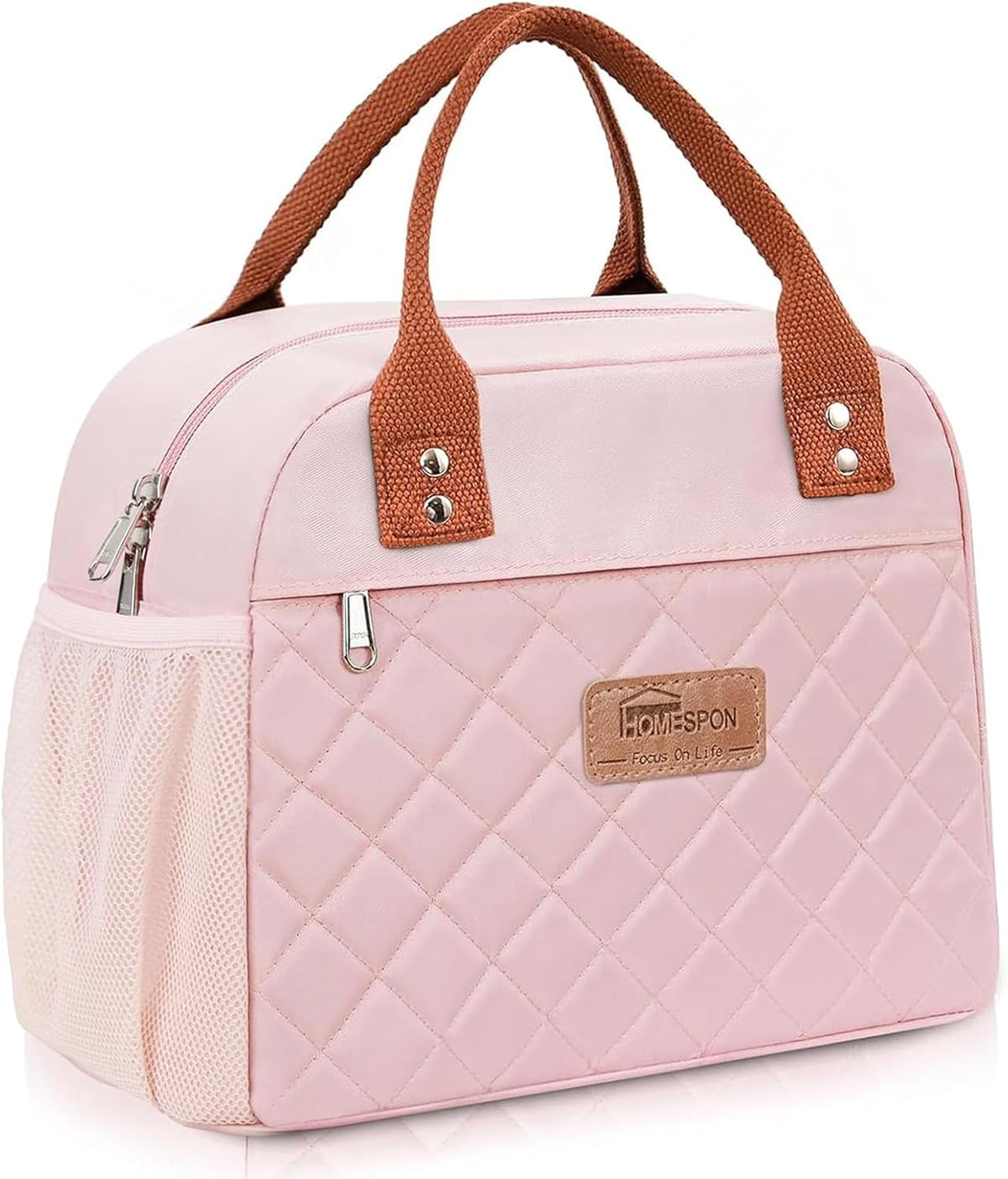 Insulated Lunch Bag for Women Men, Cooler Tote Box, Pink