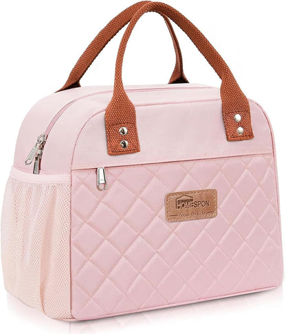 Insulated Lunch Bag for Women Men, Cooler Tote Box, Pink